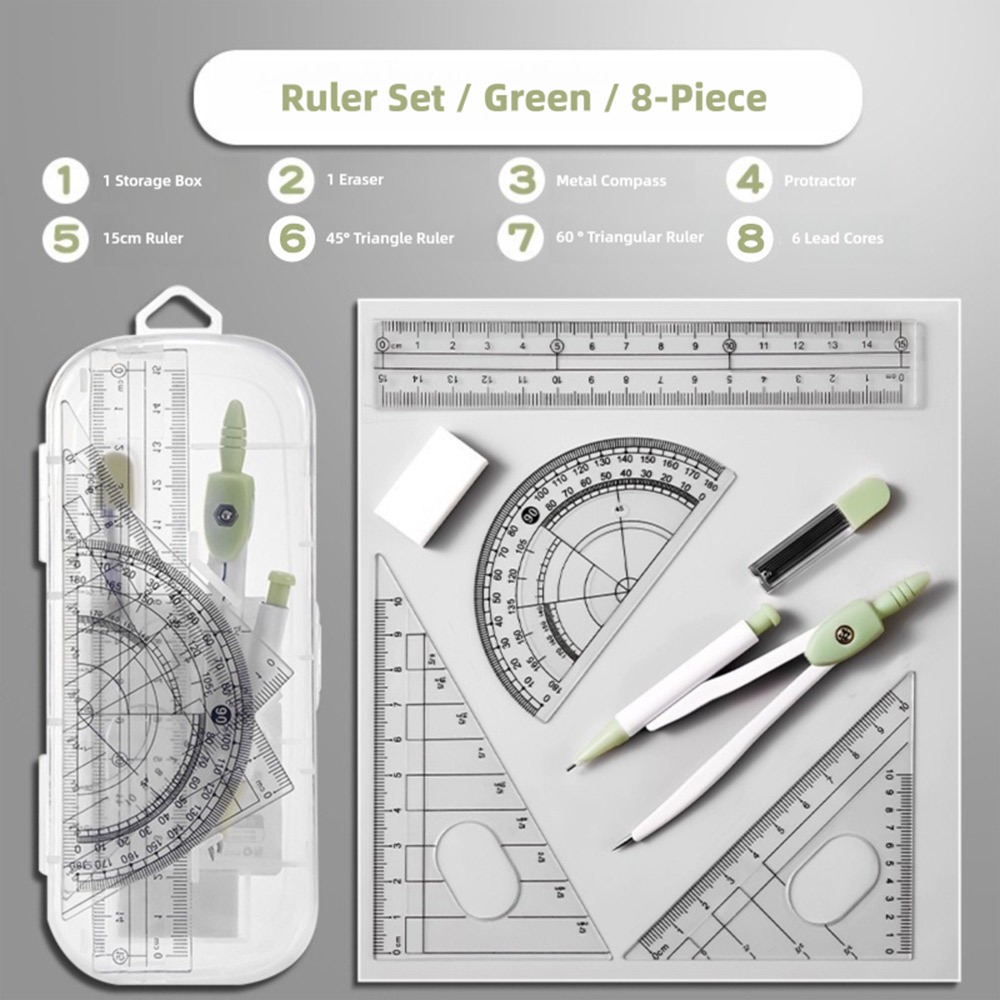 8 adet/takım Plastik Cetvel Pu - Compass Geometry Set incelemesi ve fiyatı